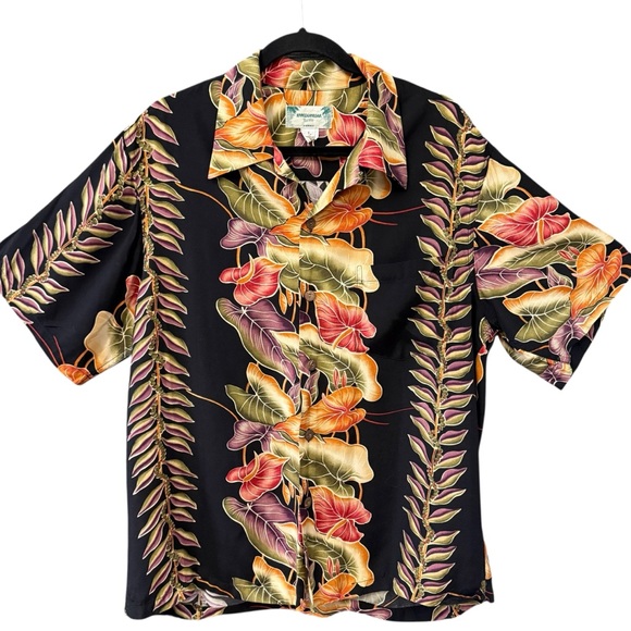 Vintage Kamehameha Hawaii Rayon Aloha Shirt Mens Large Tropical Floral Camp